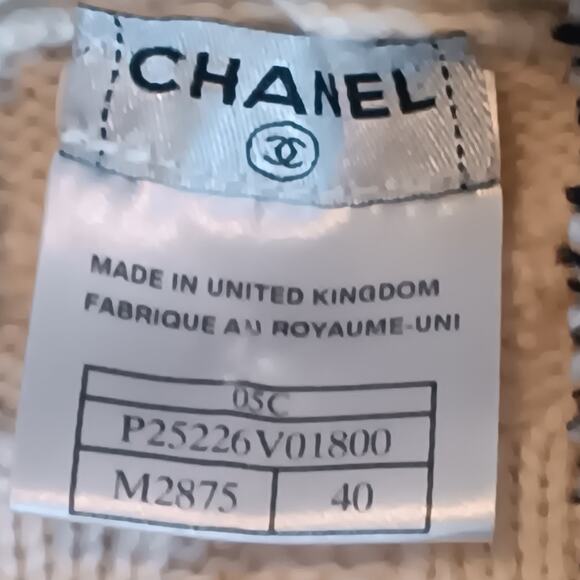 Chanel Cardigan Sweater 40 Small Ivory Cable Knit Fringe Trim Cashmere Cotton - Picture 7 of 14